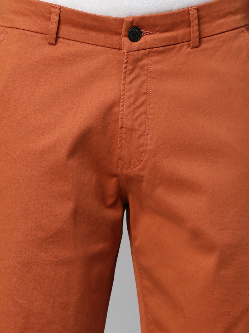 Genips Men's Brick Cotton Lycra Slim Fit Shorts