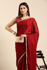 Avanshee Women's Latest Georgette Solid Saree With Unstiched Embroidred Blouse-AVN-1691-RED