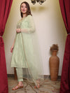 Avanshee Women's Latest Embroidred Chanderi Kurta, Pant With Dupatta Set-ES-7538-Pista Green