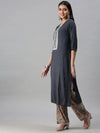 Women's Blue Striped Straight Kurta-SKC3154-Blue