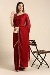 Avanshee Women's Latest Georgette Solid Saree With Unstiched Embroidred Blouse-AVN-1691-RED