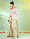 Off White Tussar Silk Saree With Woven Texture Motifs-MA66TUS432590049