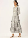 Women's Grey Printed Anarkali Kurtas-AT-A070-LG-Grey