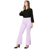 Smarty Pants Women's Polyester Lycra Slit Bell Bottom Lilac Formal Trouser