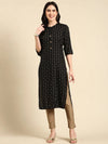 Women's Black Printed Straight Kurta-GW-500-K-Black