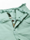 Women Sea Green Solid Denim Shorts-LT-S-102230-Seagreen