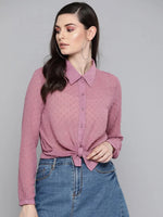 Purple Dobby Sheer Boxy Shirt