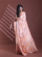 Orange Silk Soft Saree With Floral Print-MA60BSL01400067