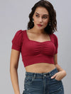 Women's Red Solid Crop Top-PC-2003-Maroon