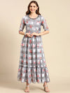 Women's Grey Floral Anarkali Kurta-SKC-955-Grey