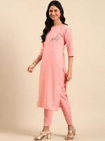 Women's Peach Solid Kurta Set-SKC-911-Peach