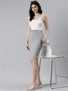 Women Grey Solid Pencil Skirt-AE-10610-Grey