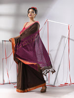 Brown Cotton Saree With Sequined Work-MA55CT06520112