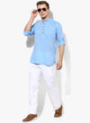 Hangup Men Slim Solid Men's Indian Wear-DarkBlueKurta