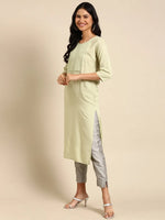 Women's Green Solid Straight Kurta-NJ-3382222-Green