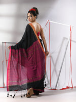 Black Cotton Saree With Sequined Work-MA55CT06520109