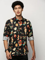 Men Black Printed Shirt-PRISM-M204-1617-Black