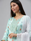 Women's Blue Printed Kurta Sets-SG06-Blue