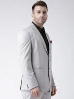 Hangup Men Standard Solid Men Formalwear-SteelGreyBlazer