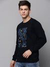 Men Navy Printed Sweatshirt-EX-6000-Navyblue