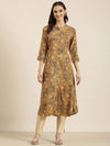 Women Mustard Printed A-Line Kurta-RJF-014-Mustard