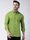 Hangup Men Slim Solid Shirts-CollarGreenShirt