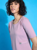 Women Pink Half Sleeves Top With Tapered Pants