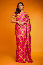 Avanshee Women's Latest Bollywood Printed Satin Saree With Unstiched Blouse-AVN-8102-PINK