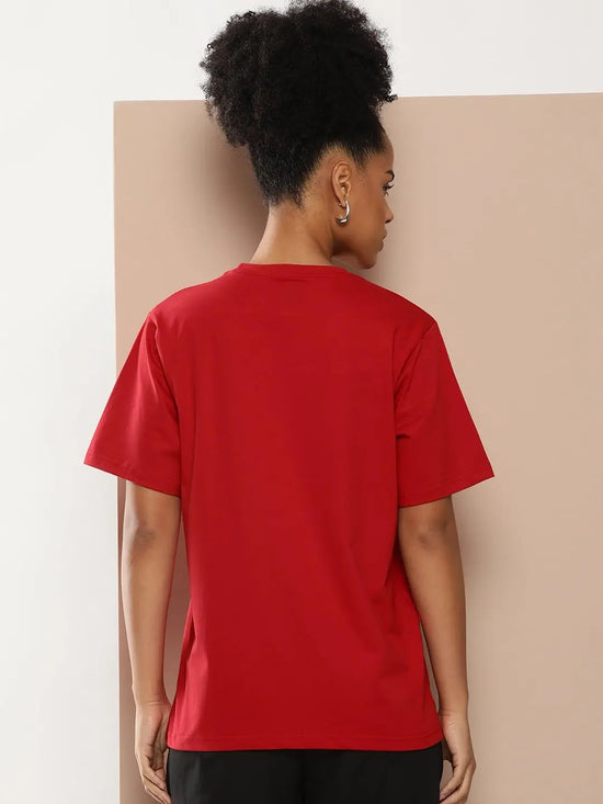 Difference of Opinion Red Graphic Oversized T-Shirt