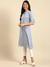 Women's Blue Solid Straight Kurta-DF-1350-Blue