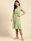 Women's Green Printed Kurta-DF-1464-Green