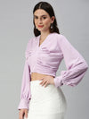 Women's Lavender Solid Crop Tops-AE-10310-Lavender