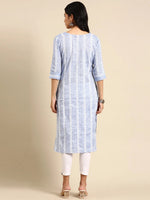 Women's Blue Solid Straight Kurta-SKC-3312-Blue