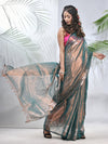 Teal Polka Dots Tissue Saree With Stripes Pallu-MA56TIS33830030