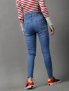 Women's Blue Solid Skinny Fit Denim Jeans-GZ-5190-1-Blue