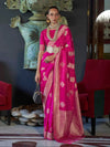 Saree Mall Women's  Blend Pink Woven Design Designer Saree With Blouse Piece-KELSEY299001