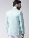 Hangup Men Standard Solid Men Formalwear-Aqua1LinenBlazer