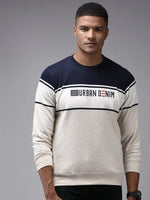 Men Beige Colourblock Sweatshirt-OTRS-8-Cream