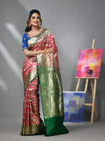 Blush Pink Silk Banarasi Saree With Zari Woven Floral And Paisley Designs-MA52BSL441050013