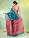 Teal Cotton Saree With Nakshi Zari Borders-MA66BCT431050026