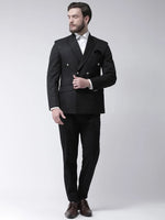 Hangup Men Standard Solid Men Formalwear-6ButtonBlackBlazer