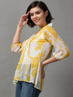 Women's White Printed Top-DW-1055-White