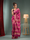 Purple Blended Silk Handwoven Saree With Flower Designs-MA50BSL34710009