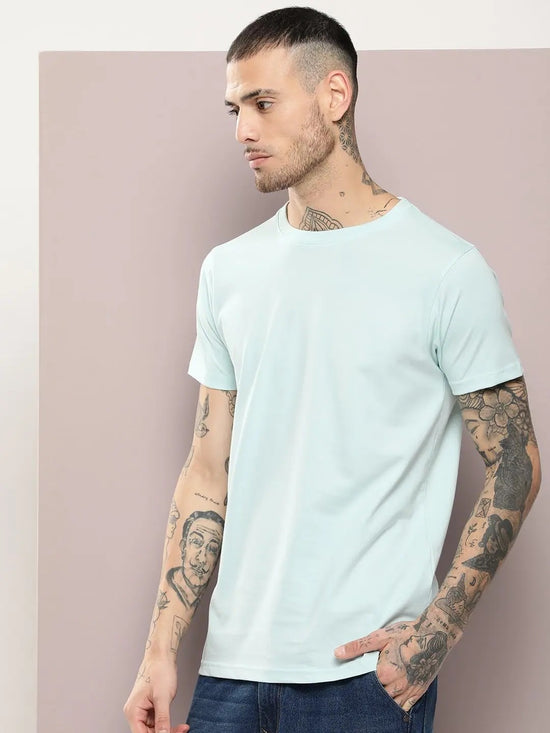 Dillinger Men's Pastel Blue Plain T-Shirt