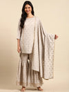 Women's Grey Printed Kurta Set-BSM-1597-Grey