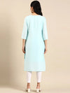 Women's Blue Solid Straight Kurta-SKC-3362-Blue