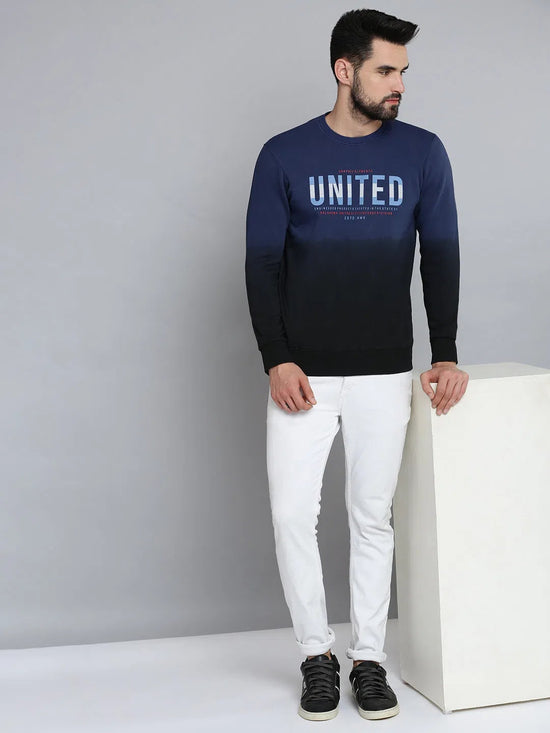 Men Blue Solid Sweatshirt-OD-6040-Navyblue