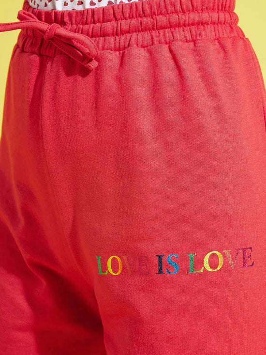 Girls Red Terry Love-Is-Love Pants