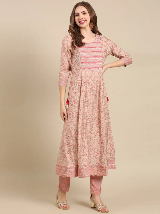 Women's Pink Printed Kurta Set-RF-1957-Pink