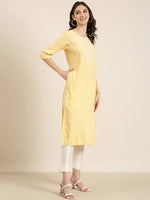 Women Yellow Solid Straight Kurta-NJ-3612218-Yellow